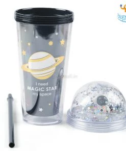 Big Daddy Galaxy Sparkle Sipper Bottle With Straw