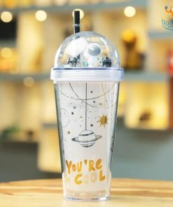 Big Daddy Galaxy Sparkle Sipper Bottle With Straw