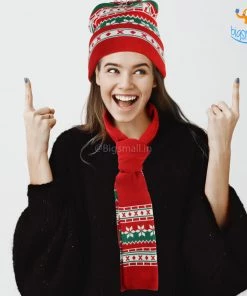 Coral Tree Christmas Scarf And Cap Set