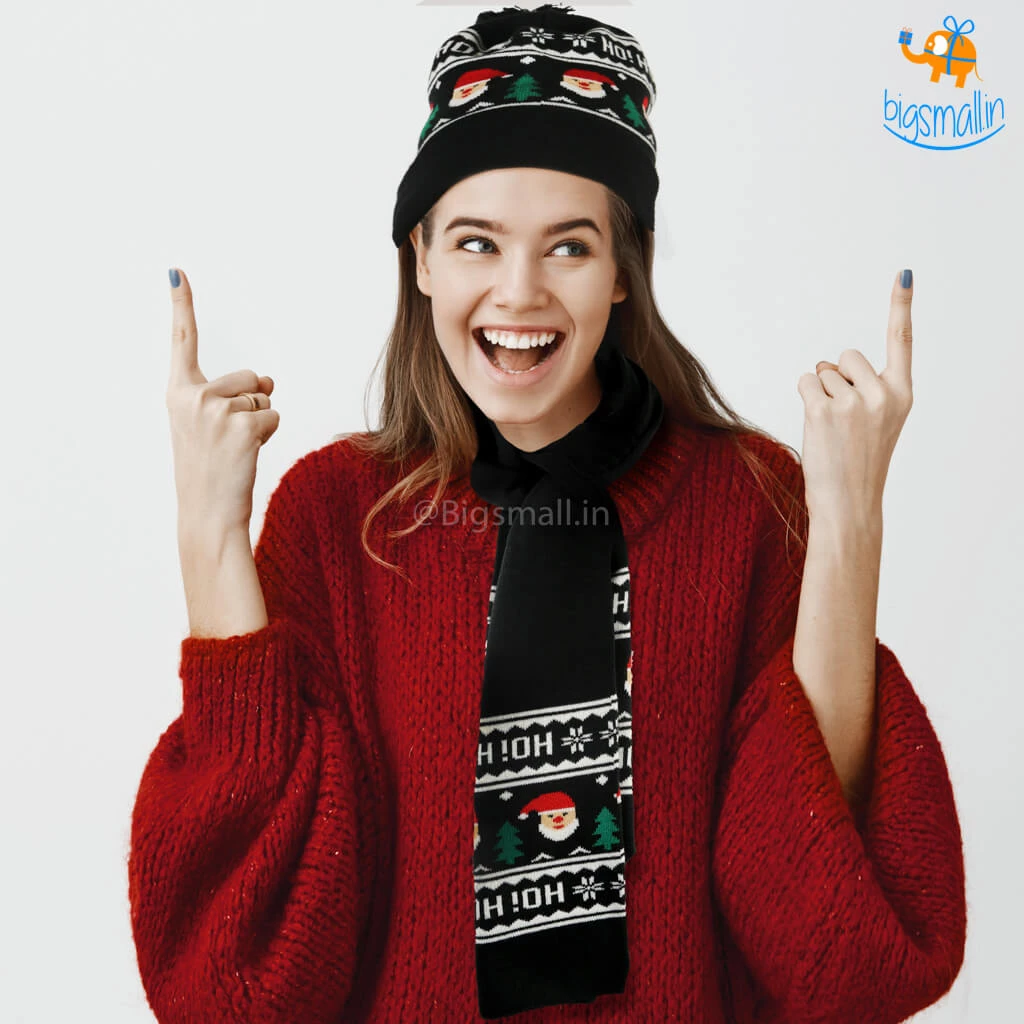 Coral Tree Christmas Scarf And Cap Set