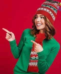 Coral Tree Christmas Scarf And Cap Set