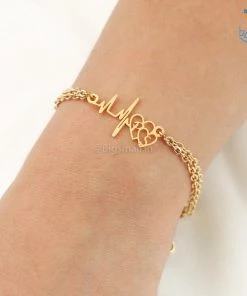 Pin It Up Personalized Heartbeat Initials Bracelet | COD Not Available