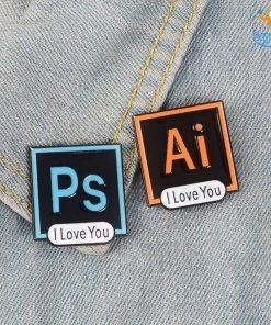 AmyLi Ps Ai Love You Lapel Pins - Set Of 2 All Of It