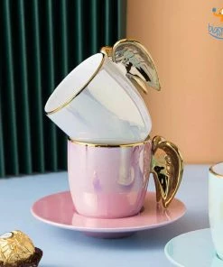 Bigsmall_hmk Sale 3D Angel Wings Mug With Saucer