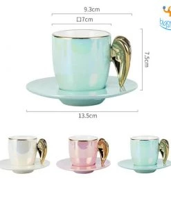 Bigsmall_hmk Sale 3D Angel Wings Mug With Saucer
