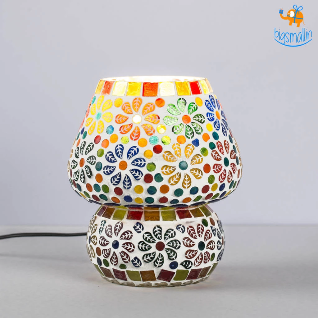 Indian Craft Vibrant Mosaic Ceramic Lamp