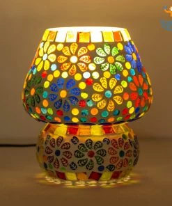 Indian Craft Vibrant Mosaic Ceramic Lamp