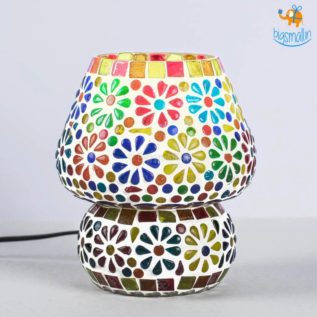 Indian Craft Vibrant Mosaic Ceramic Lamp