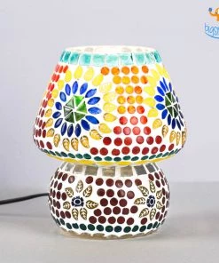 Indian Craft Vibrant Mosaic Ceramic Lamp