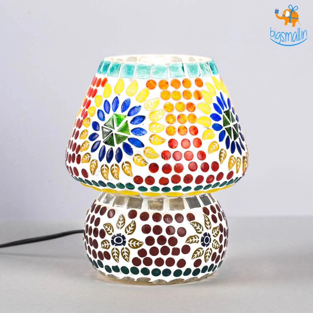 Indian Craft Vibrant Mosaic Ceramic Lamp