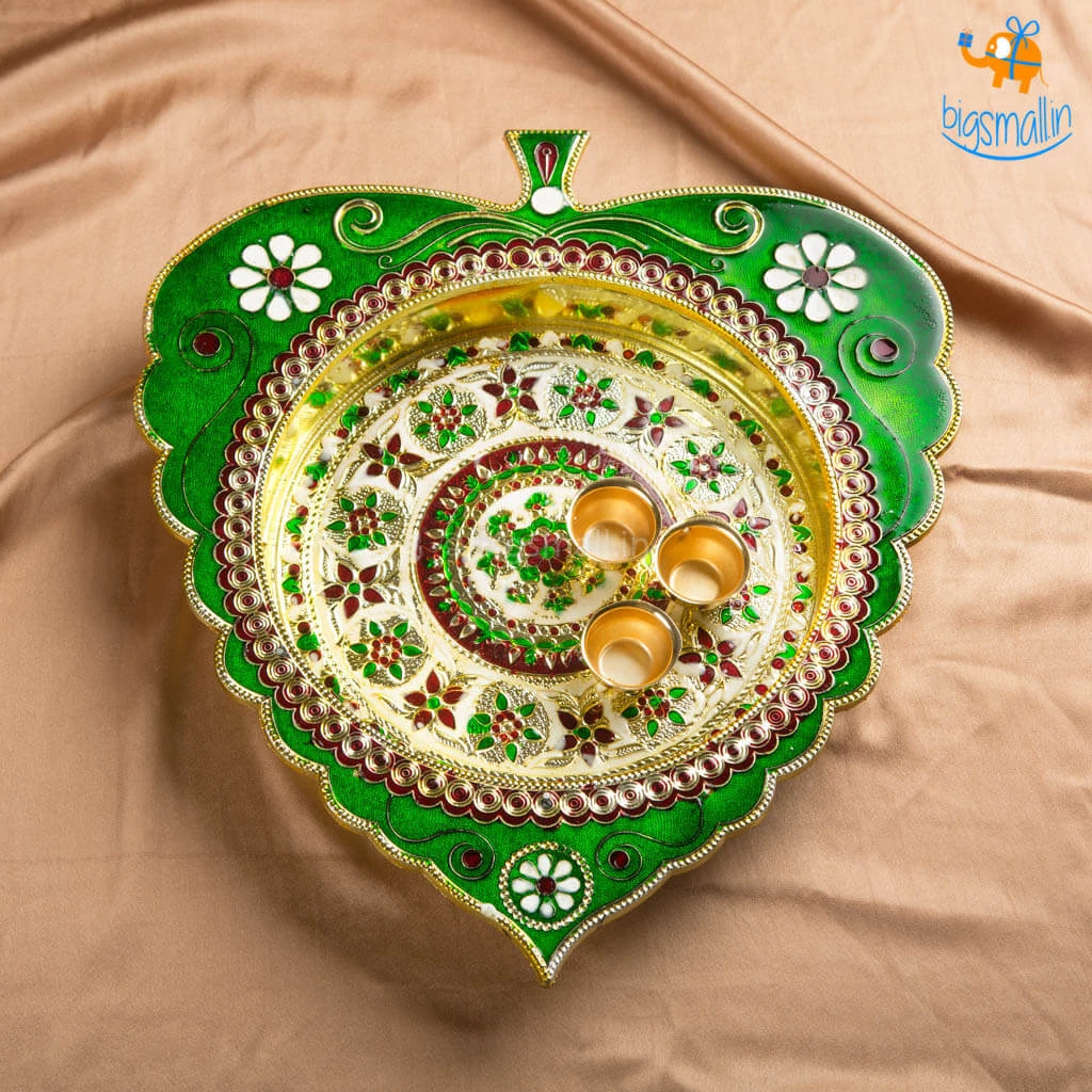 Indian Craft Handcrafted Artisan Pooja Plate All Of It