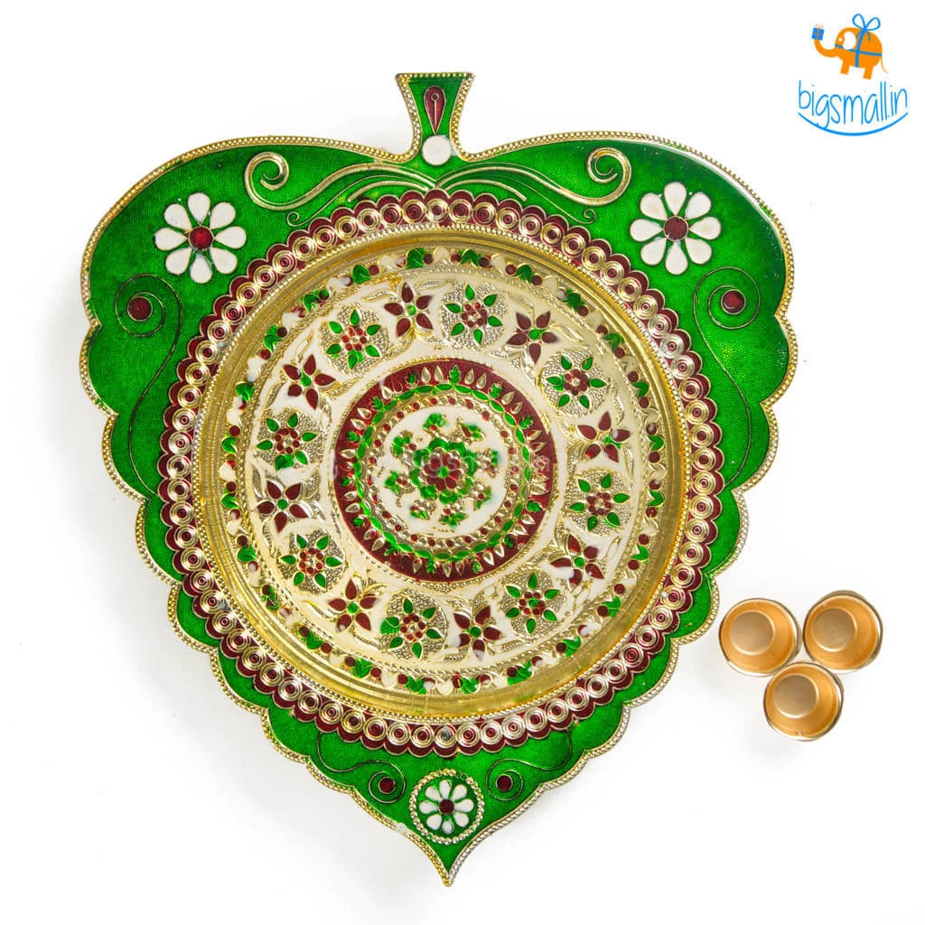 Indian Craft Handcrafted Artisan Pooja Plate All Of It