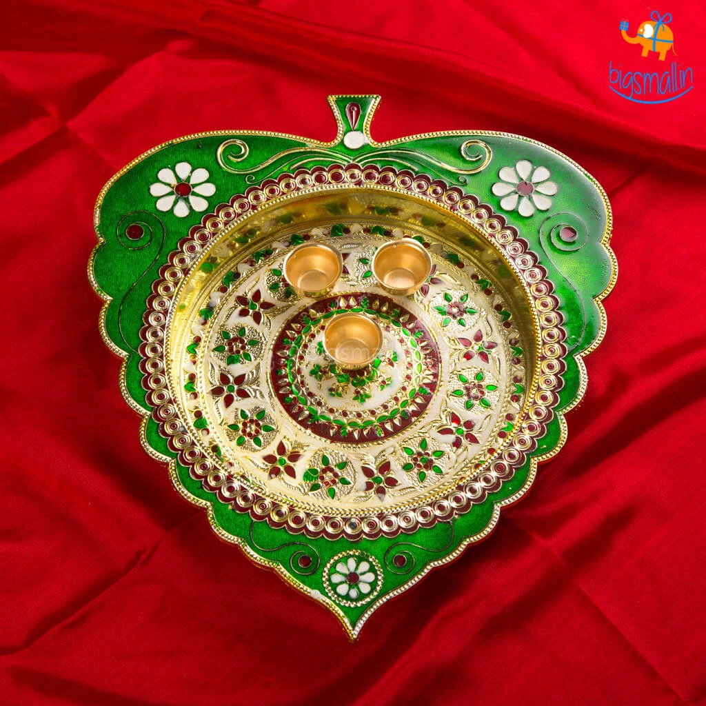 Indian Craft Handcrafted Artisan Pooja Plate All Of It