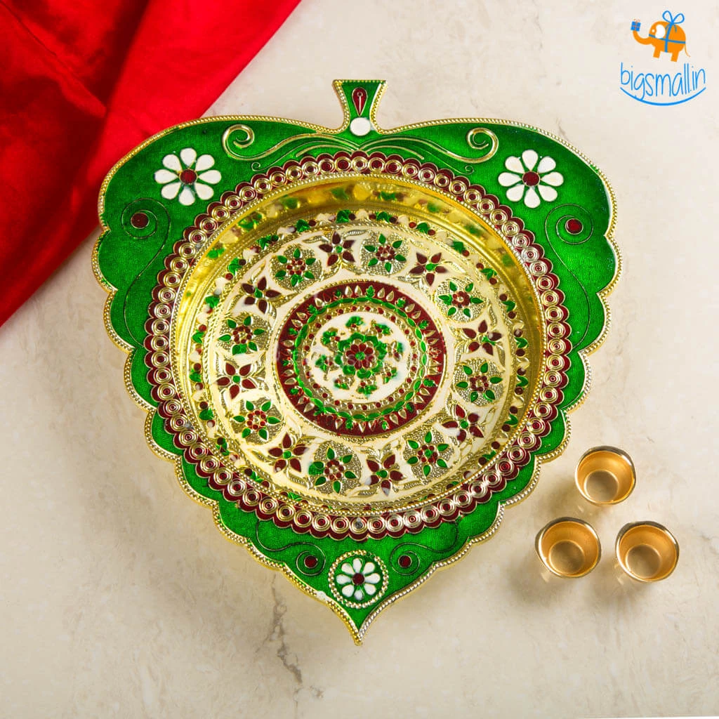 Indian Craft Handcrafted Artisan Pooja Plate All Of It