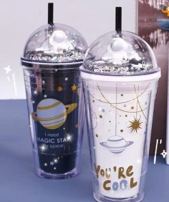 Big Daddy Galaxy Sparkle Sipper Bottle With Straw