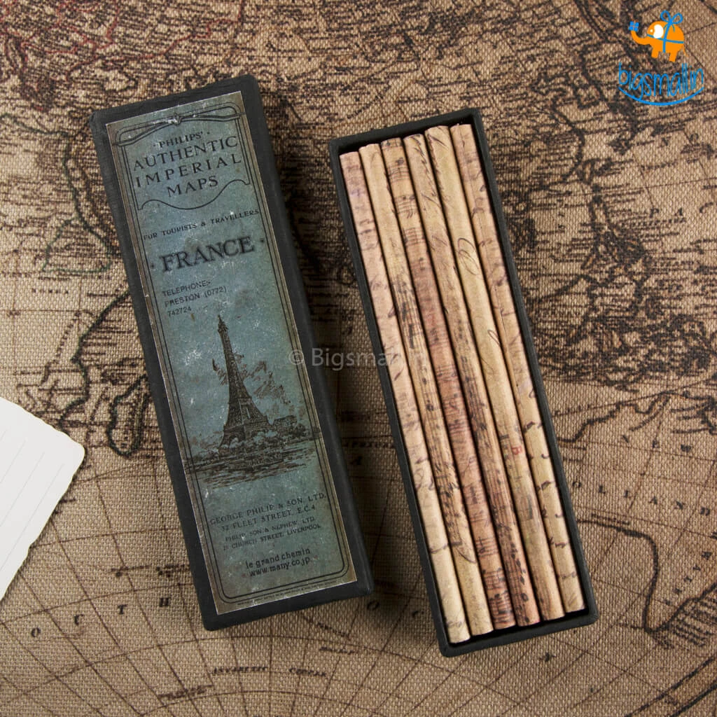 Ascetic Imperial Maps Pencil Set - Set Of 6