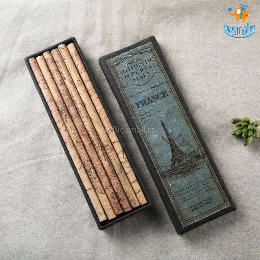 Ascetic Imperial Maps Pencil Set - Set Of 6