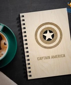 Bigsmall_cc Avengers Superhero Engraved Wooden Diary