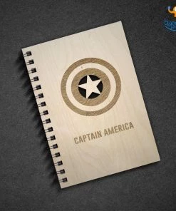Bigsmall_cc Avengers Superhero Engraved Wooden Diary