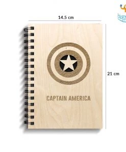 Bigsmall_cc Avengers Superhero Engraved Wooden Diary
