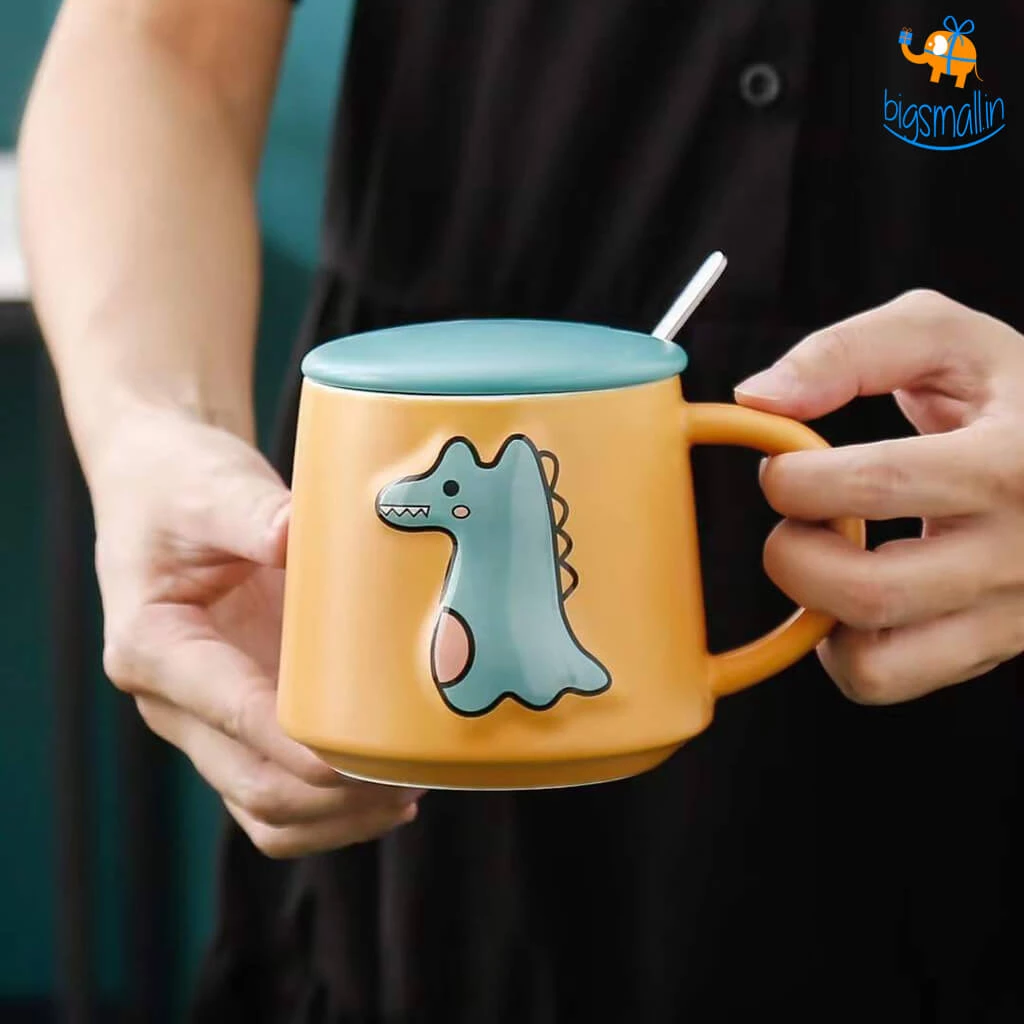 Bigsmall_hmk All Of It Baby Dino Mug With Lid And Spoon