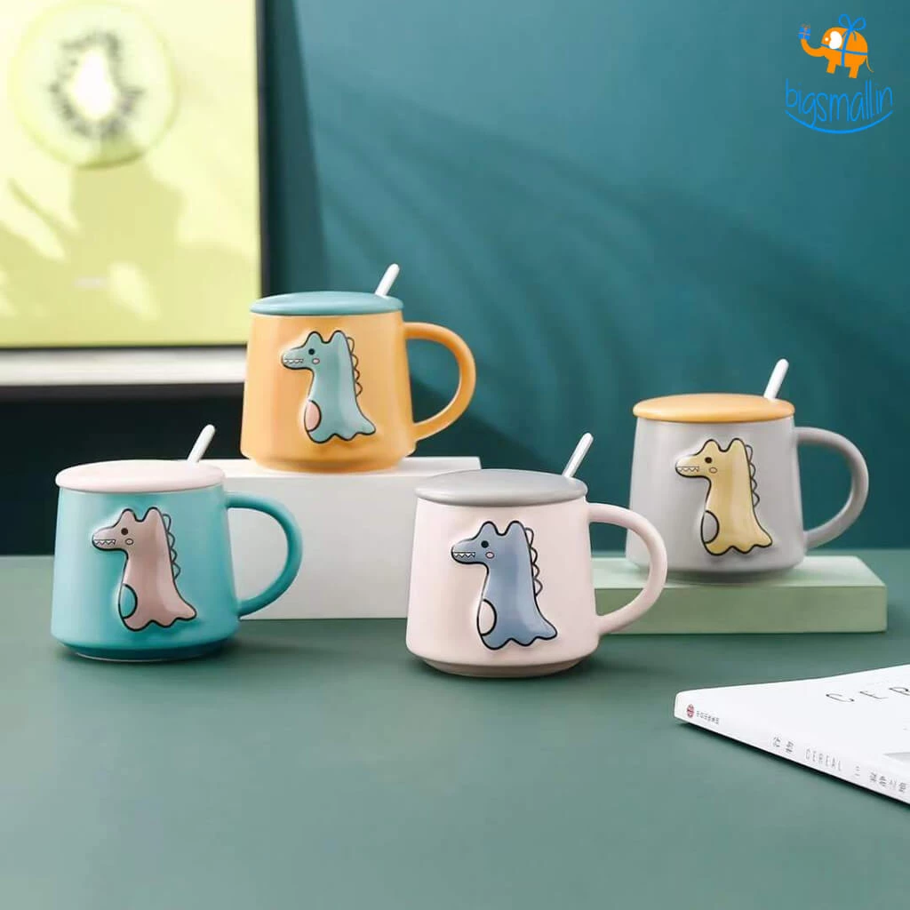 Bigsmall_hmk All Of It Baby Dino Mug With Lid And Spoon