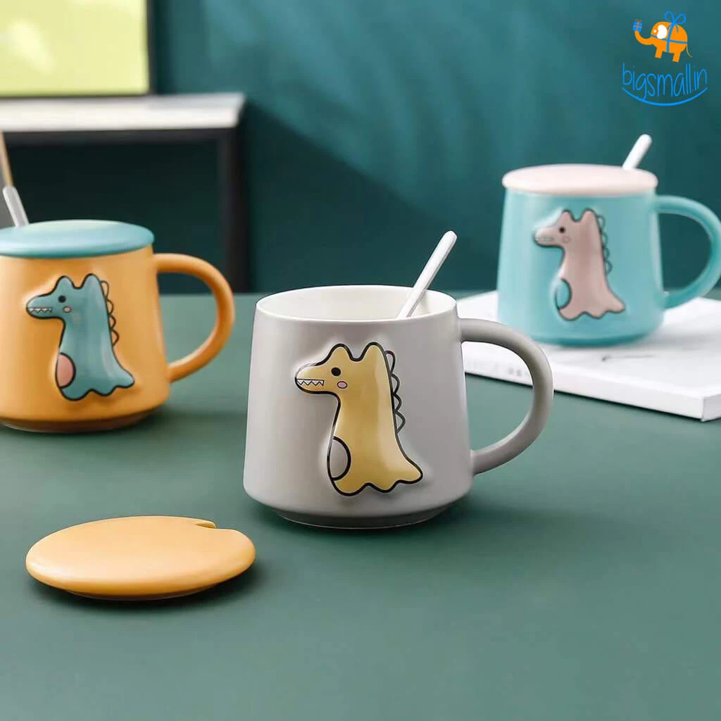 Bigsmall_hmk All Of It Baby Dino Mug With Lid And Spoon