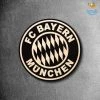 Bigsmall_cc FC Bayern Munich Engraved Wooden Crest Father's Day