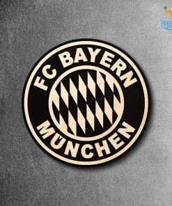 Bigsmall_cc FC Bayern Munich Engraved Wooden Crest Father's Day