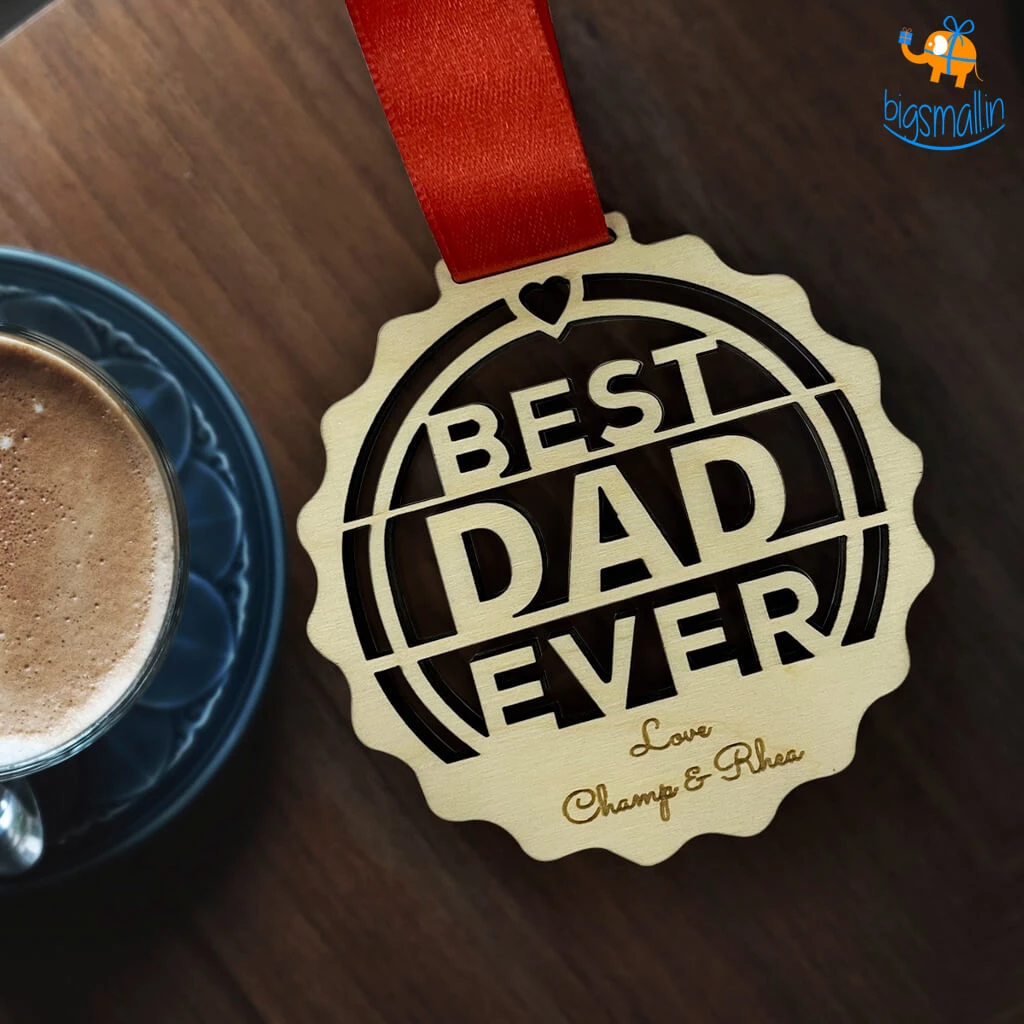 Chitra Chaya Personalized Best Dad Wooden Medal | COD Not Available Father's Day