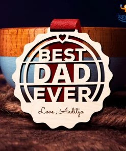 Chitra Chaya Personalized Best Dad Wooden Medal | COD Not Available Father's Day