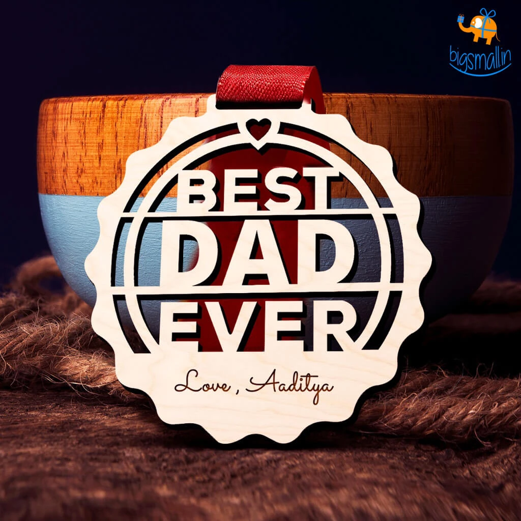 Chitra Chaya Personalized Best Dad Wooden Medal | COD Not Available Father's Day