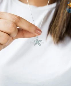 Ash Designs Starfish Aquamarine Semi-Precious Pendant With Silver Chain