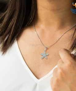 Ash Designs Starfish Aquamarine Semi-Precious Pendant With Silver Chain