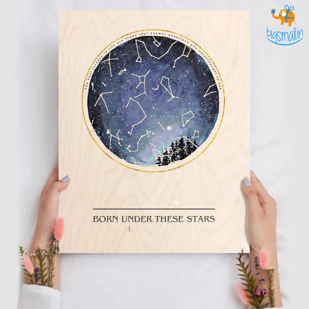 Chitra Chaya Born Under These Stars - Personalized Wooden Frame | COD Not Available