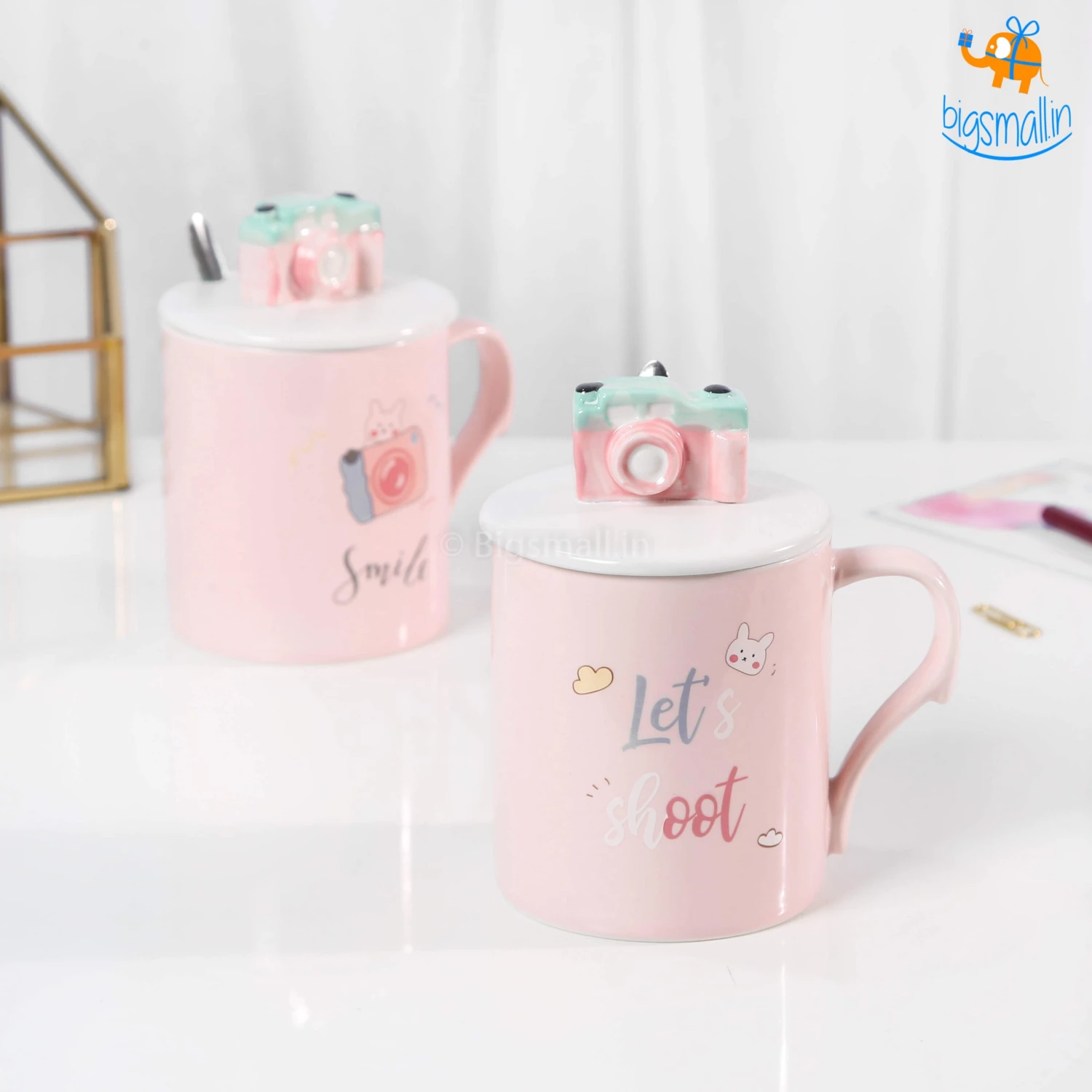 Bigsmall_hmk Creative Gifts Camera Mug With 3D Lid & Spoon
