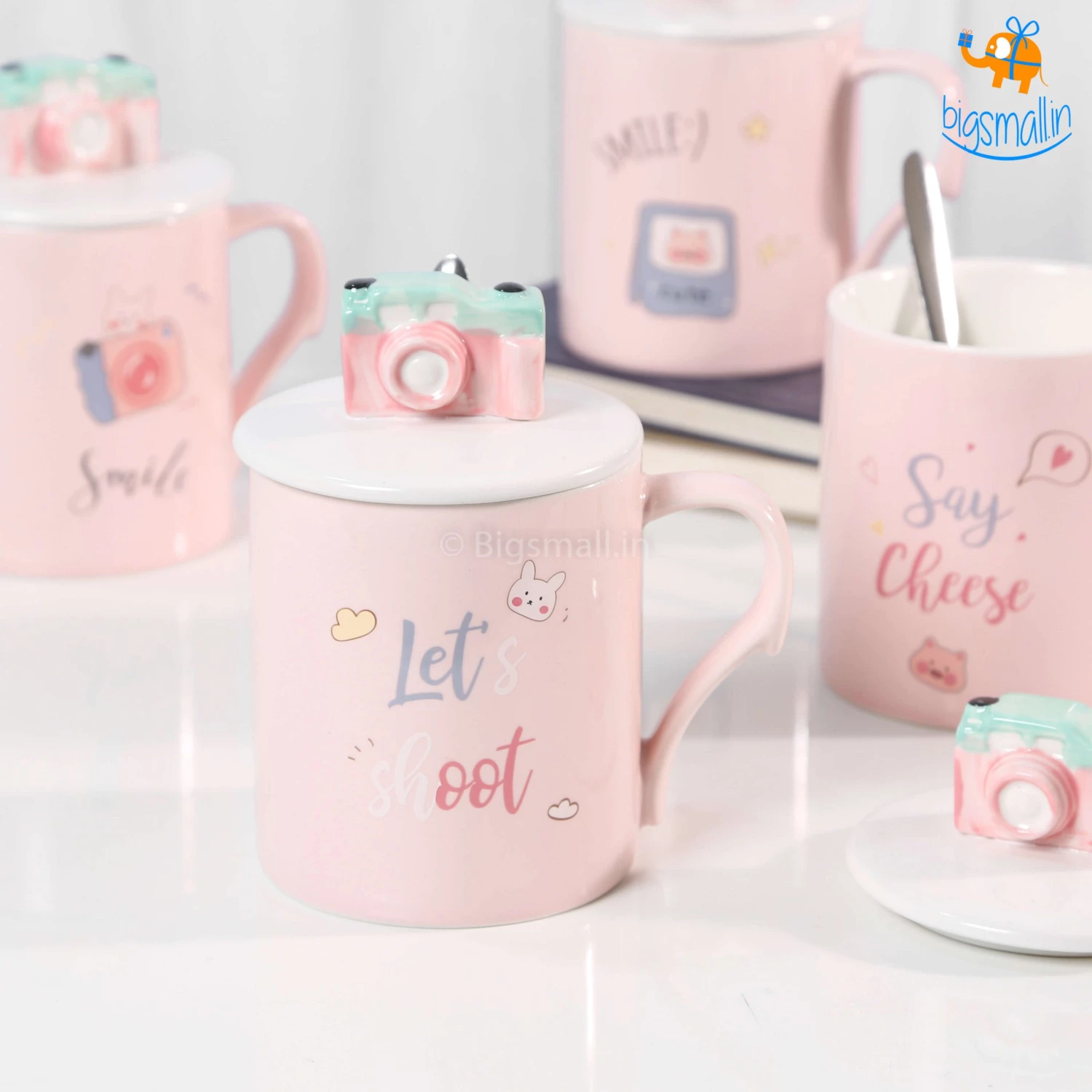 Bigsmall_hmk Creative Gifts Camera Mug With 3D Lid & Spoon