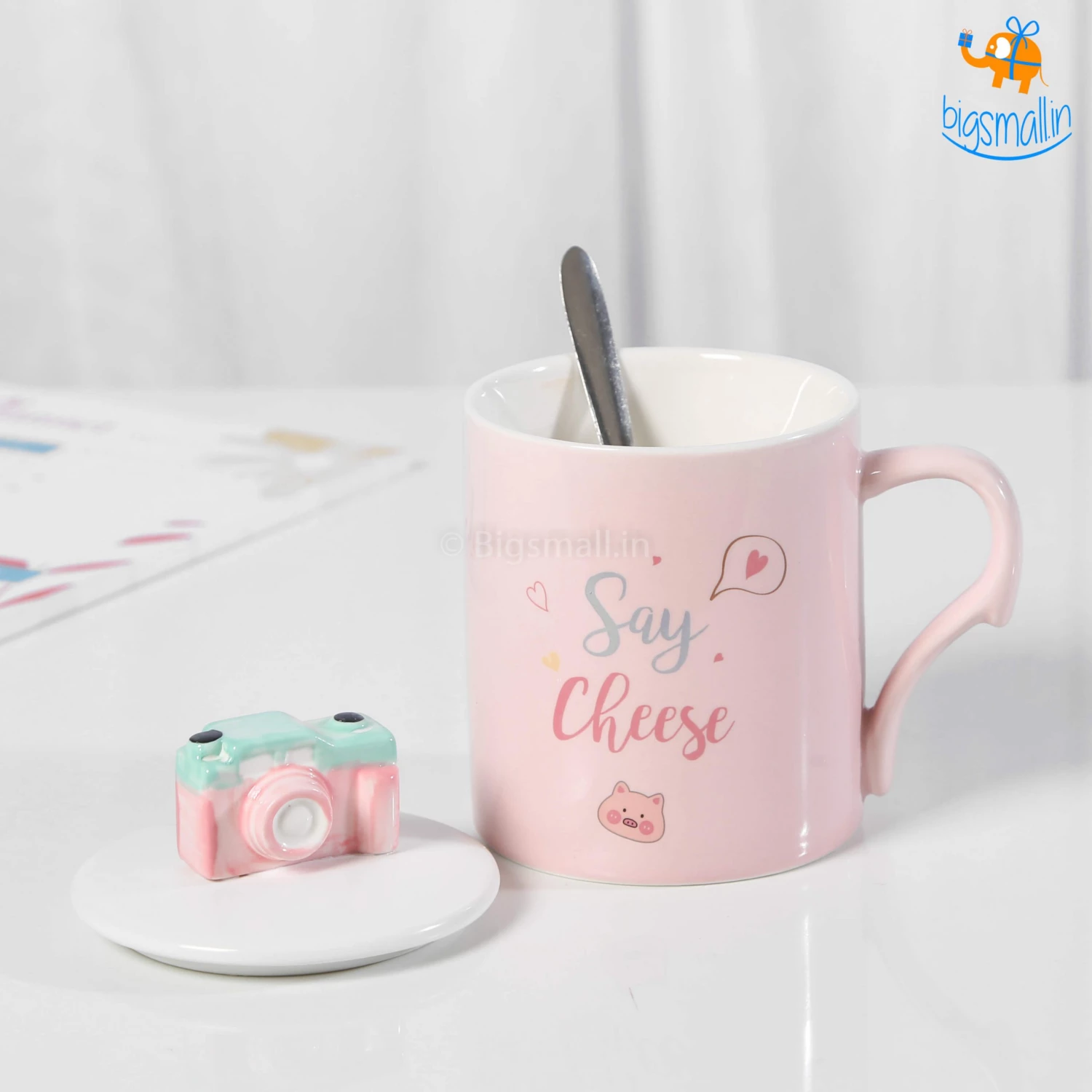Bigsmall_hmk Creative Gifts Camera Mug With 3D Lid & Spoon