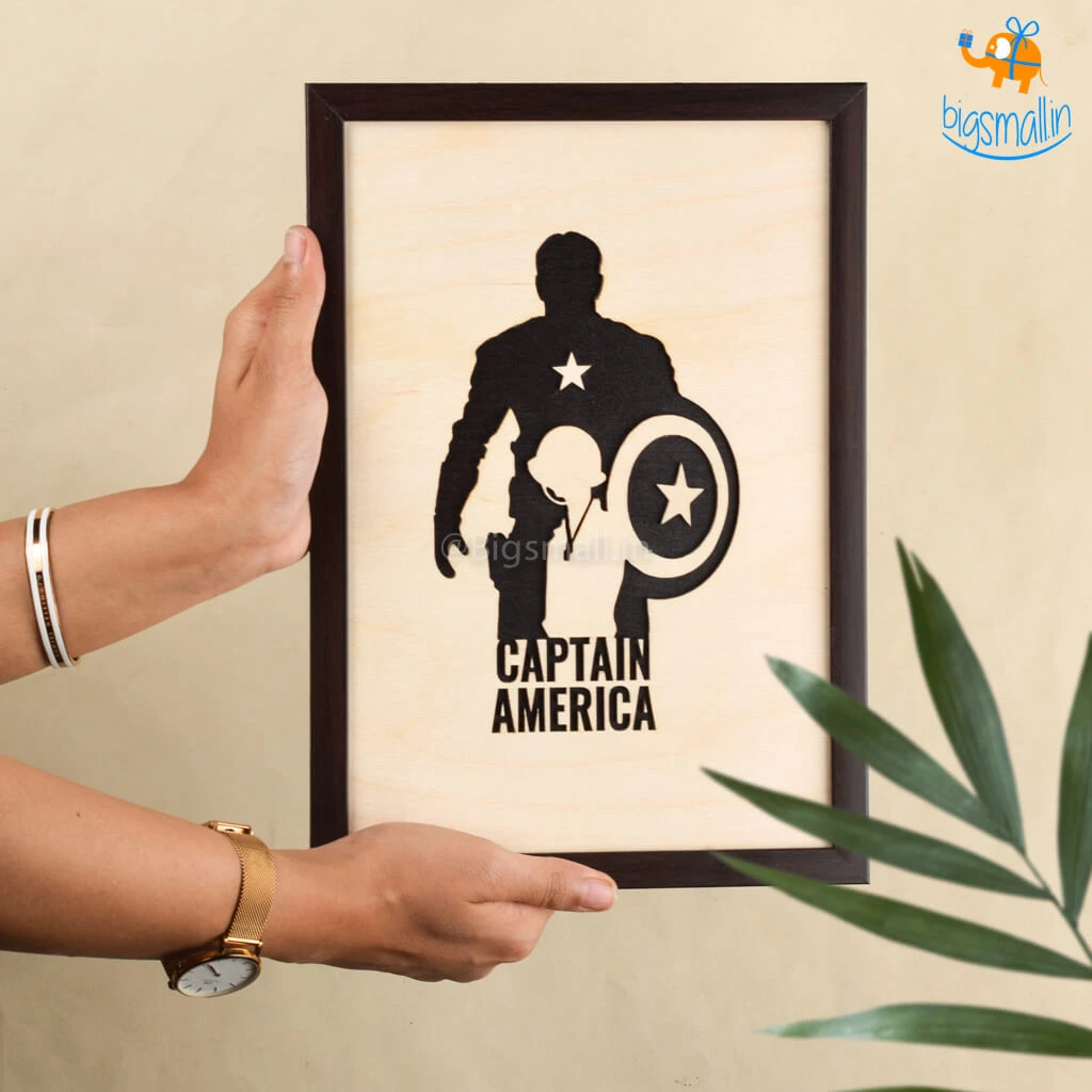 Bigsmall_cc Captain America Engraved Wooden Frame