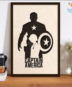 Bigsmall_cc Captain America Engraved Wooden Frame