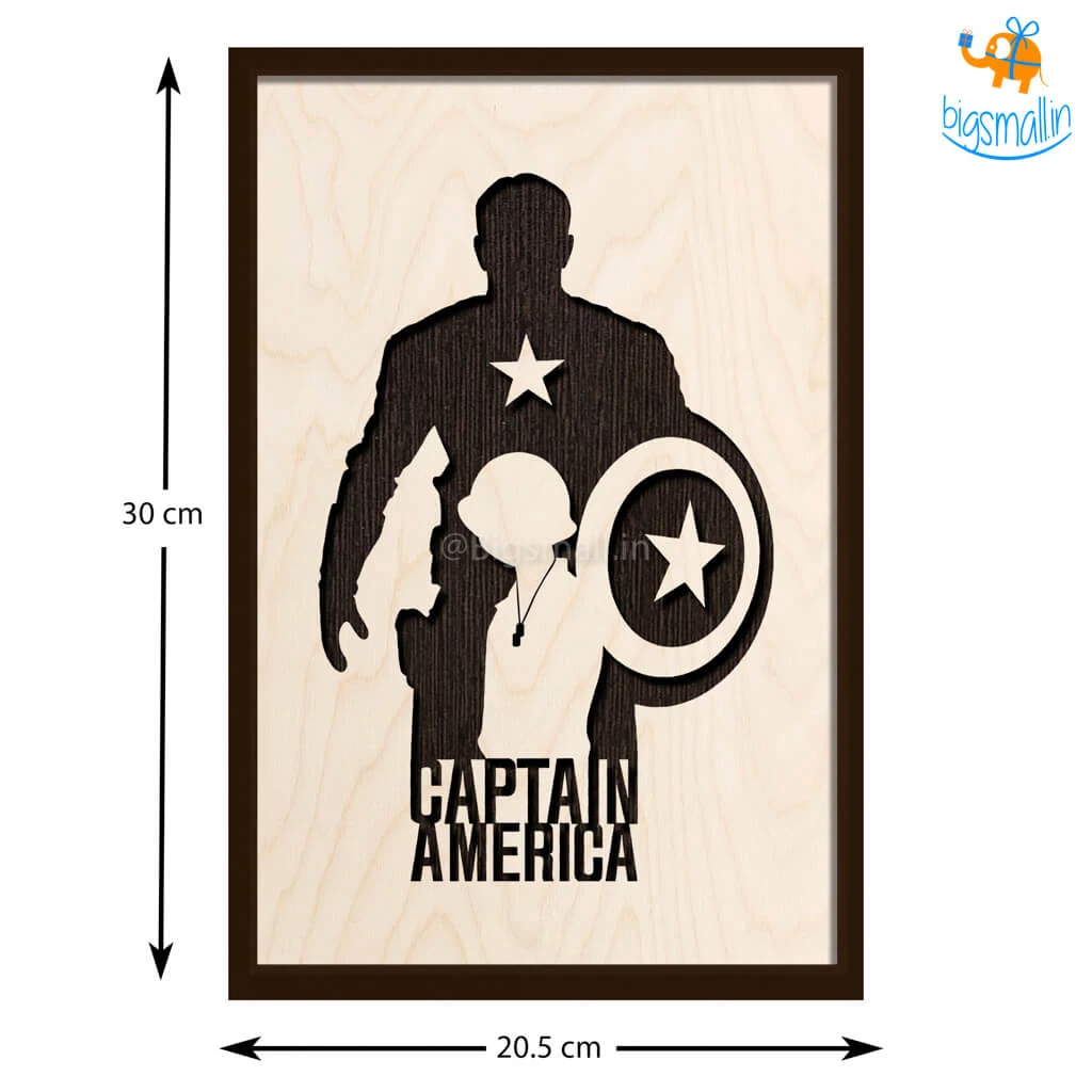 Bigsmall_cc Captain America Engraved Wooden Frame