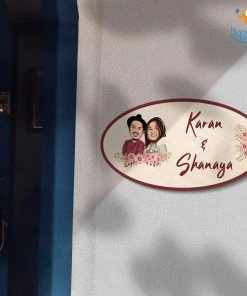 Chitra Chaya Personalized Caricature Oval Name Plate | COD Not Available