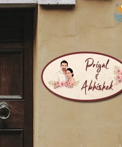 Chitra Chaya Personalized Caricature Oval Name Plate | COD Not Available