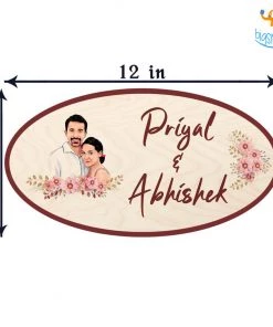 Chitra Chaya Personalized Caricature Oval Name Plate | COD Not Available