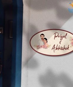 Chitra Chaya Personalized Caricature Oval Name Plate | COD Not Available