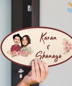 Chitra Chaya Personalized Caricature Oval Name Plate | COD Not Available