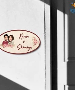 Chitra Chaya Personalized Caricature Oval Name Plate | COD Not Available