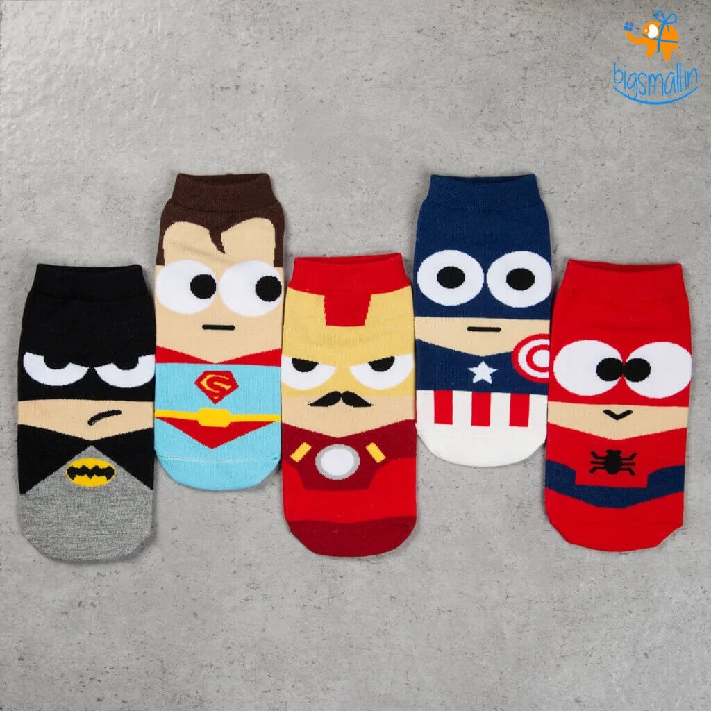 VinnyC Best Sellers Cartoon Superhero Socks - Set Of 5