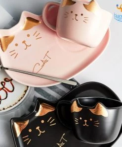 Bigsmall_hmk All Of It Kitty Cup & Saucer With Spoon Set