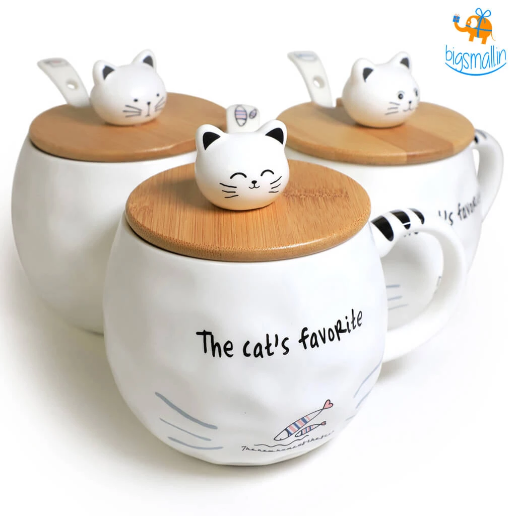 Akshay Mumbai Importer Kitty Mug With Lid & Spoon